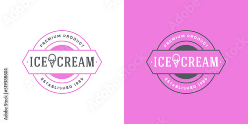 Vintage retro ice cream shop logo design