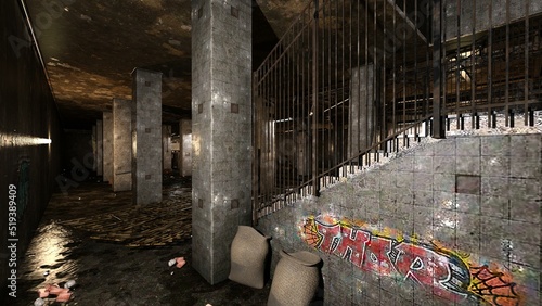 Wallpaper Mural 3D-illustration of a destroyed and abandoned subway station Torontodigital.ca