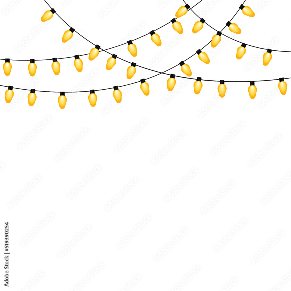 Christmas lights string isolated on white background vector