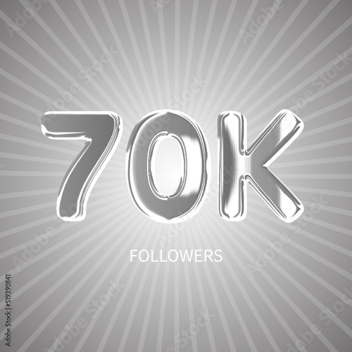 70K followers thank you card. Celebration 70000 subscribers banner. Template for social media