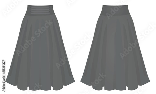 Grey pleated skirt. vector illustration