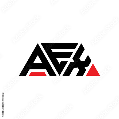 AEX triangle letter logo design with triangle shape. AEX triangle logo design monogram. AEX triangle vector logo template with red color. AEX triangular logo Simple, Elegant, and Luxurious Logo... photo