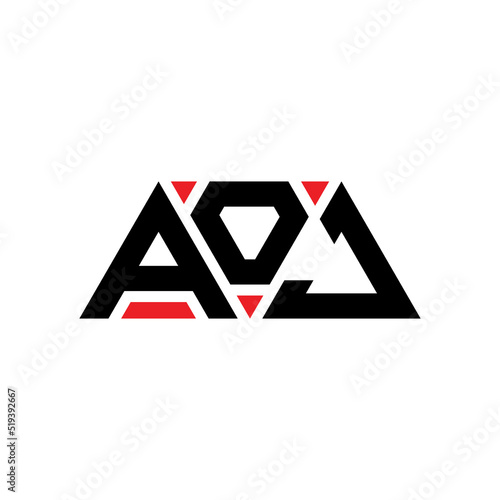 AOJ triangle letter logo design with triangle shape. AOJ triangle logo design monogram. AOJ triangle vector logo template with red color. AOJ triangular logo Simple, Elegant, and Luxurious Logo... photo