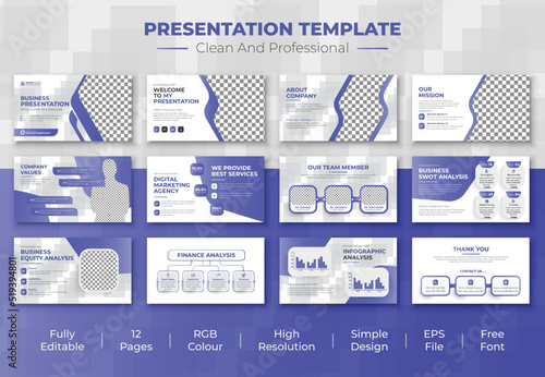 Professional and creative business slide template and data analysis layout design