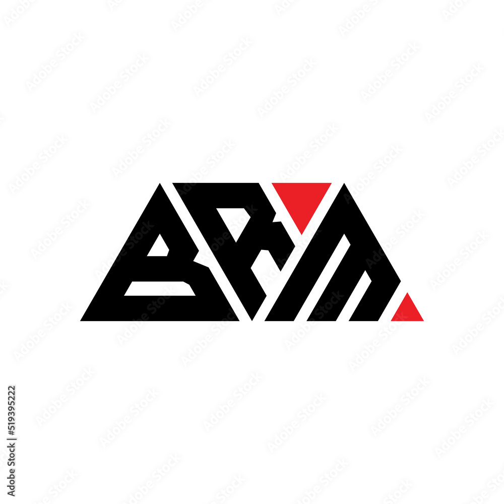 BRM triangle letter logo design with triangle shape. BRM triangle logo design monogram. BRM triangle vector logo template with red color. BRM triangular logo Simple, Elegant, and Luxurious Logo...