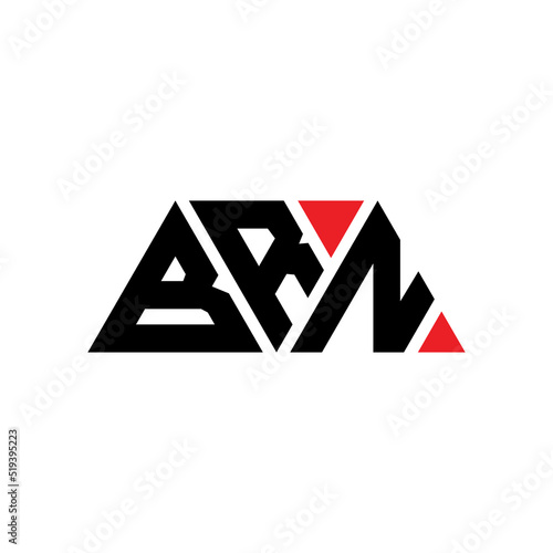BRN triangle letter logo design with triangle shape. BRN triangle logo design monogram. BRN triangle vector logo template with red color. BRN triangular logo Simple, Elegant, and Luxurious Logo... photo