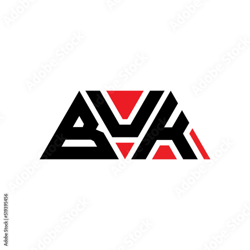 BUK triangle letter logo design with triangle shape. BUK triangle logo design monogram. BUK triangle vector logo template with red color. BUK triangular logo Simple, Elegant, and Luxurious Logo...