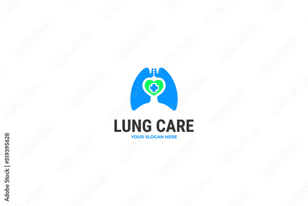 Flat illustration healthy human lungs logo design vector template idea