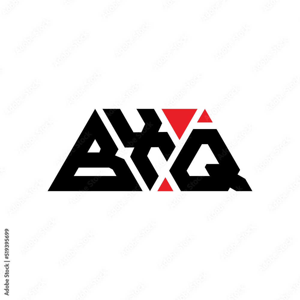 BXQ triangle letter logo design with triangle shape. BXQ triangle logo design monogram. BXQ triangle vector logo template with red color. BXQ triangular logo Simple, Elegant, and Luxurious Logo...