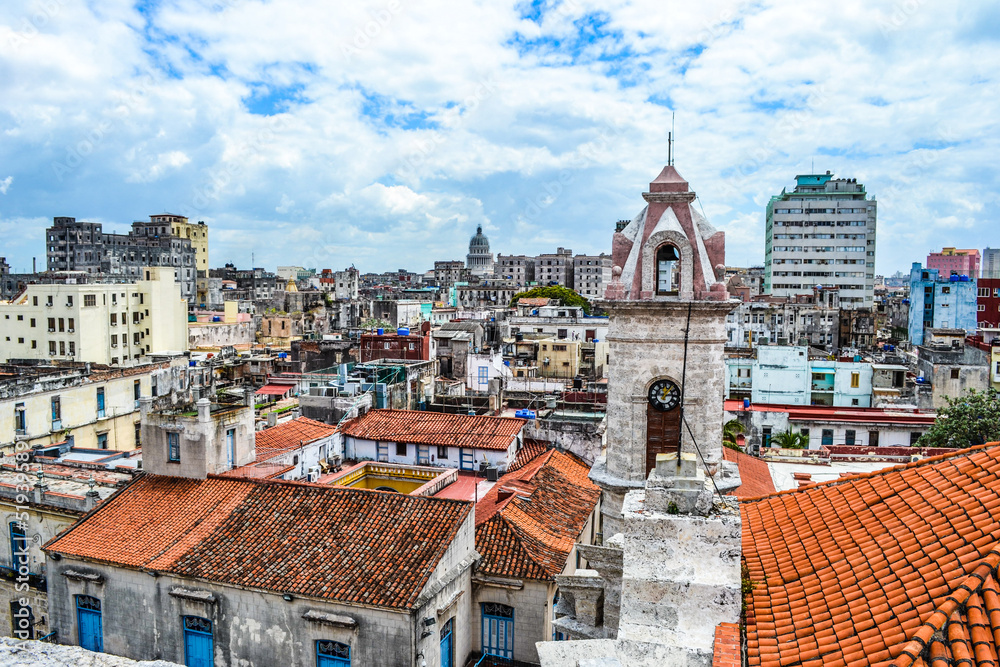 Bell tower in downtown Havana Cuba