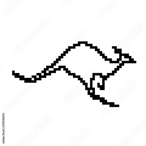 Kangaroo pixel vector silhouette. Australian Marsupial