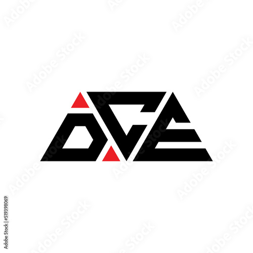 DCE triangle letter logo design with triangle shape. DCE triangle logo design monogram. DCE triangle vector logo template with red color. DCE triangular logo Simple, Elegant, and Luxurious Logo... photo