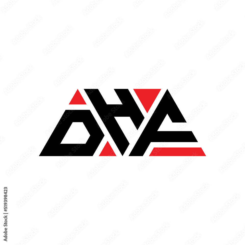 DHF triangle letter logo design with triangle shape. DHF triangle logo design monogram. DHF triangle vector logo template with red color. DHF triangular logo Simple, Elegant, and Luxurious Logo...