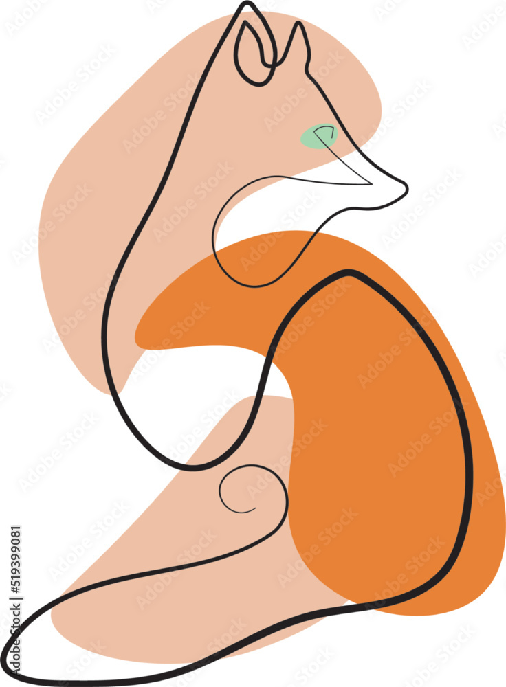 Minimalist Line Art Red Fox Minimalist Line Art Red Fox