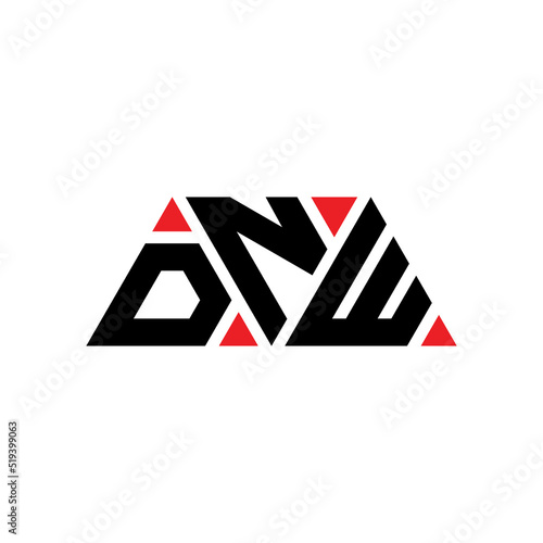 DNW triangle letter logo design with triangle shape. DNW triangle logo design monogram. DNW triangle vector logo template with red color. DNW triangular logo Simple, Elegant, and Luxurious Logo... photo