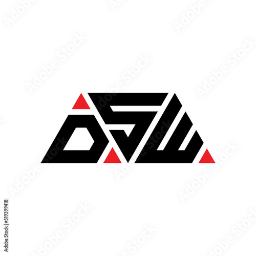 DSW triangle letter logo design with triangle shape. DSW triangle logo design monogram. DSW triangle vector logo template with red color. DSW triangular logo Simple, Elegant, and Luxurious Logo... photo