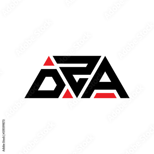 DZA triangle letter logo design with triangle shape. DZA triangle logo design monogram. DZA triangle vector logo template with red color. DZA triangular logo Simple, Elegant, and Luxurious Logo...