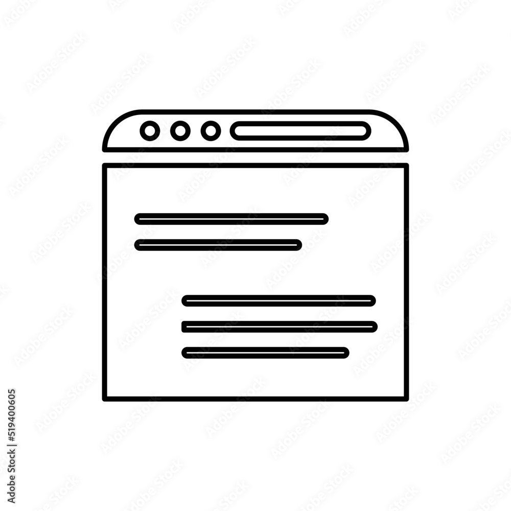 Web page content outline icon. Line art vector. Web page content outline icon. Line art vector.