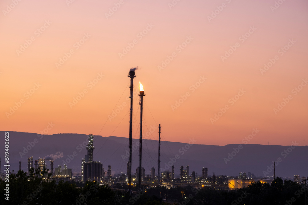 industrial complex in a petrochemical refinery
