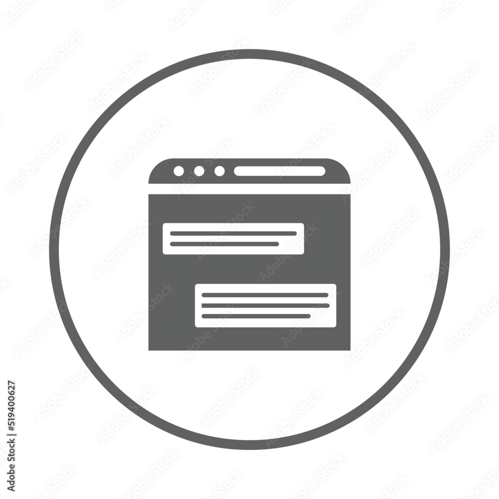 Web page content icon. Gray vector graphics. Web page content icon. Gray vector graphics.