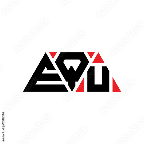 EQU triangle letter logo design with triangle shape. EQU triangle logo design monogram. EQU triangle vector logo template with red color. EQU triangular logo Simple  Elegant  and Luxurious Logo...