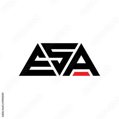 ESA triangle letter logo design with triangle shape. ESA triangle logo design monogram. ESA triangle vector logo template with red color. ESA triangular logo Simple, Elegant, and Luxurious Logo...