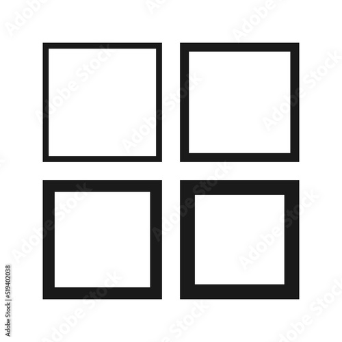 Hollow Square Stroke Shape Icon Set