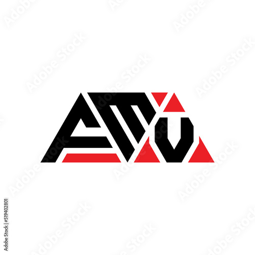 FMV triangle letter logo design with triangle shape. FMV triangle logo design monogram. FMV triangle vector logo template with red color. FMV triangular logo Simple, Elegant, and Luxurious Logo... photo