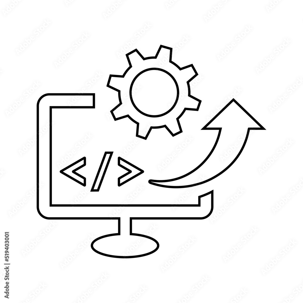 Software, code, coding, html outline icon. Line art vector. Software, code, coding, html outline icon. Line art vector.
