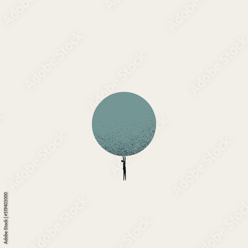 Business leader flying, vector concept. Symbol of overcoming challenge, success, challenge. Minimal illustration.