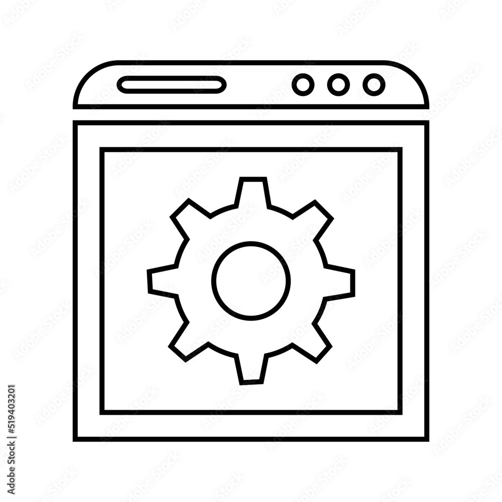 Web setting webpage line icon. Outline vector.