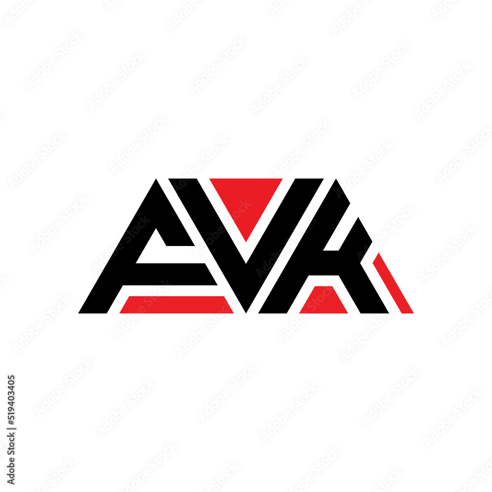 FVK triangle letter logo design with triangle shape. FVK triangle logo design monogram. FVK triangle vector logo template with red color. FVK triangular logo Simple, Elegant, and Luxurious Logo...