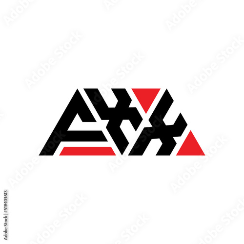 FXX triangle letter logo design with triangle shape. FXX triangle logo design monogram. FXX triangle vector logo template with red color. FXX triangular logo Simple, Elegant, and Luxurious Logo... photo