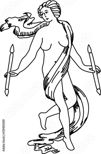 tarot major arcana world lady vector lineart