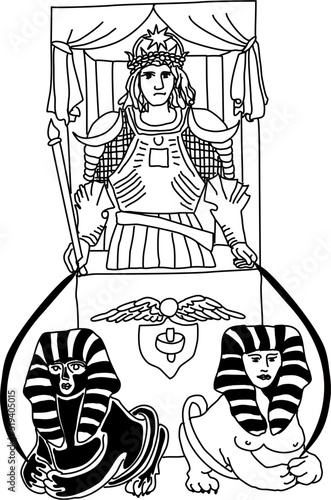 tarot major arcana chariot vector lineart