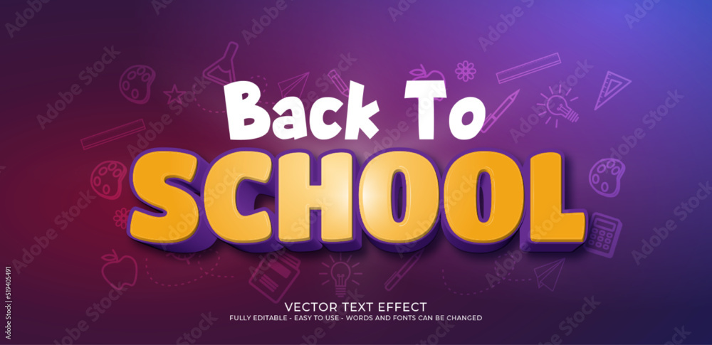 Gradient banner Back to school editable 3d style effect