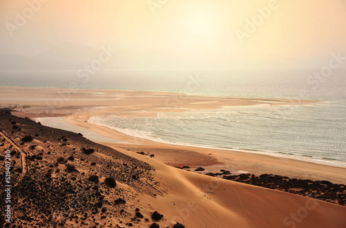 Coastal landscape, Playa Jandia, Fuerteventura, Canary Islands, Spain photo