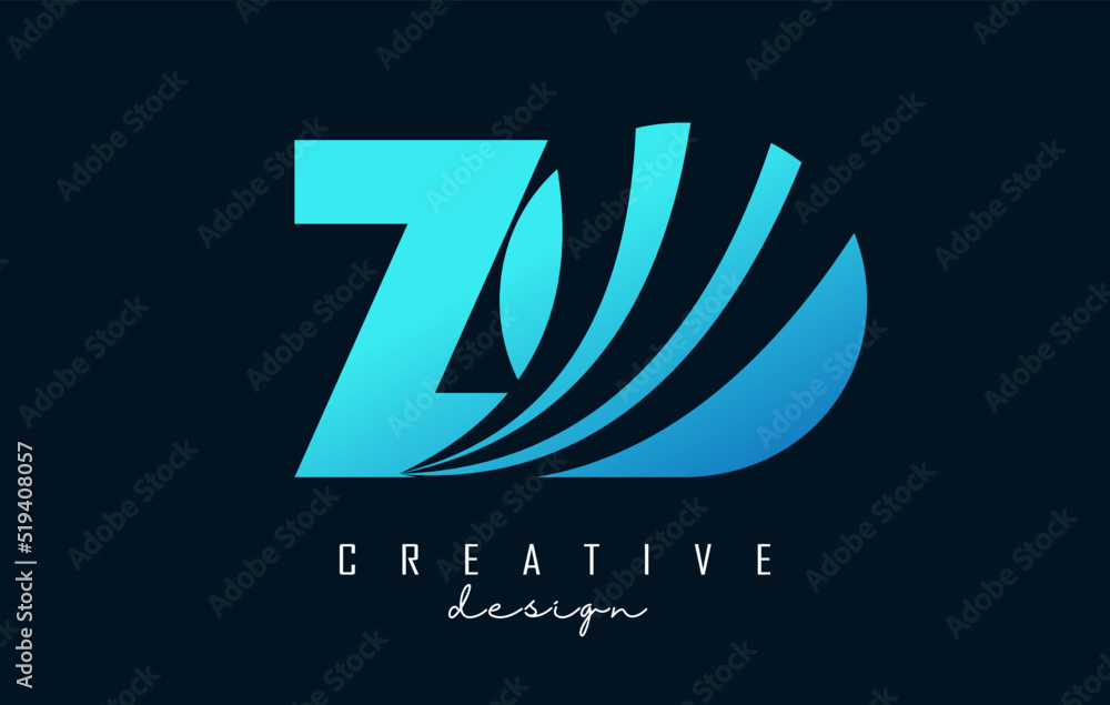 Creative blue letter ZO z o logo with leading lines and road concept design. Letters with geometric design. Vector Illustration with letter and creative cuts. Creative blue letter ZO z o logo with leading lines and road concept design. Letters with geometric design. Vector Illustration with letter and creative cuts.