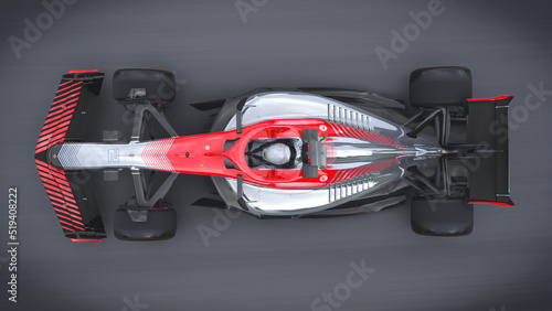 Racing car panning on track top view