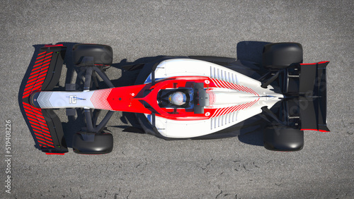 Racing car top view on track