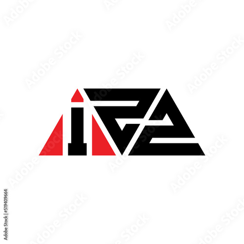 IZZ triangle letter logo design with triangle shape. IZZ triangle logo design monogram. IZZ triangle vector logo template with red color. IZZ triangular logo Simple, Elegant, and Luxurious Logo... photo