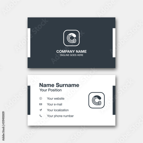 Letter "G" alphabet logo with business card template. Vector graphic design elements for company logo.