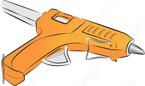 Hot glue gun and glue sticks. Vector illustration