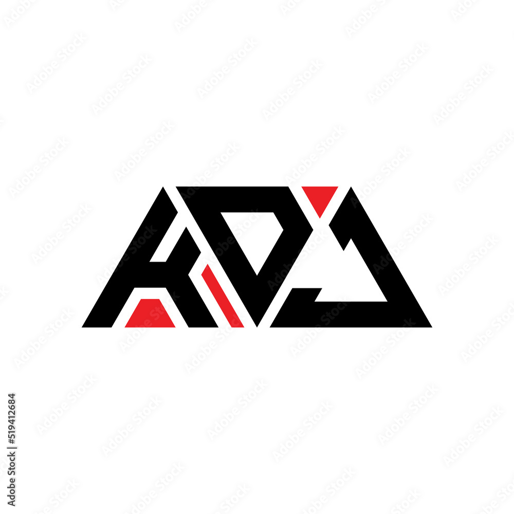 KDJ triangle letter logo design with triangle shape. KDJ triangle logo