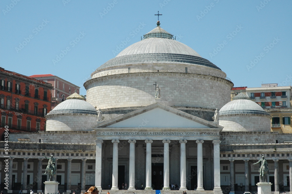 Royal Basilica of San Francesco di Paola in Piazza Pebbliscito in front of the Royal Palace. Naples