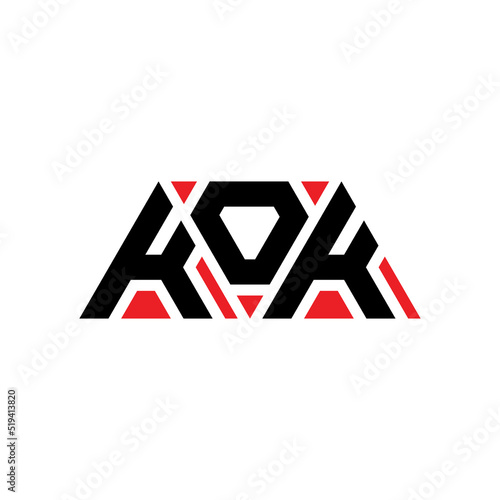 KOK triangle letter logo design with triangle shape. KOK triangle logo design monogram. KOK triangle vector logo template with red color. KOK triangular logo Simple, Elegant, and Luxurious Logo...
