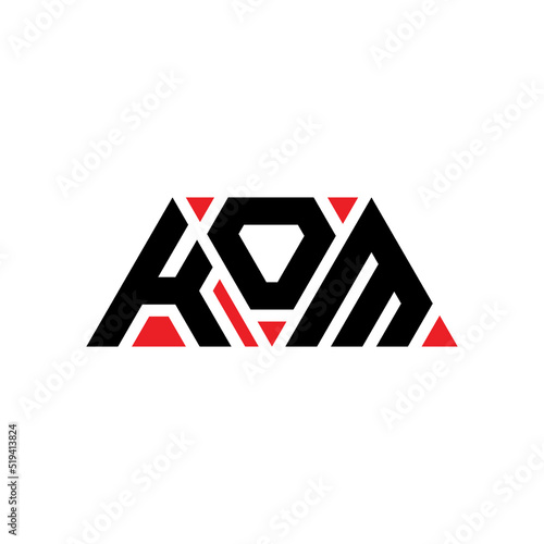 KOM triangle letter logo design with triangle shape. KOM triangle logo design monogram. KOM triangle vector logo template with red color. KOM triangular logo Simple, Elegant, and Luxurious Logo...