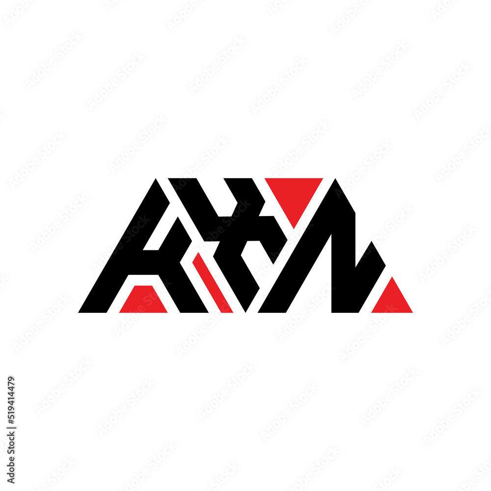 Obraz premium KXN triangle letter logo design with triangle shape. KXN triangle logo design monogram. KXN triangle vector logo template with red color. KXN triangular logo Simple, Elegant, and Luxurious Logo...