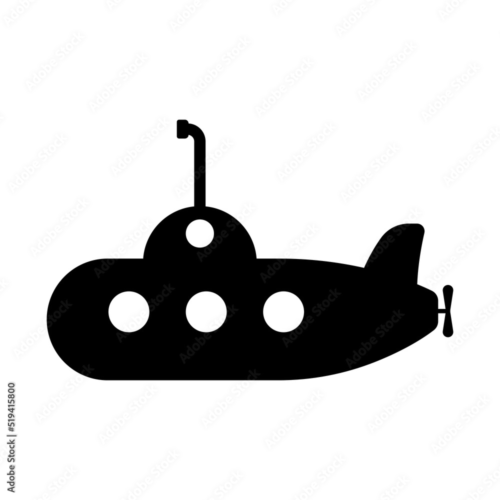 Submarine icon. Black silhouette. Side view. Vector simple flat graphic illustration. Isolated object on a white background. Isolate. Submarine icon. Black silhouette. Side view. Vector simple flat graphic illustration. Isolated object on a white background. Isolate.