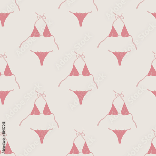 Seamless vector bikini swimwear garment pattern. Stylish pink fashion garment background for fabric, textile, cover etc. 